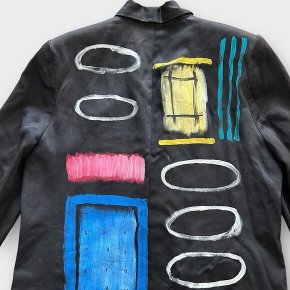 Vintage 80s 90s Jacket Required Hand Painted Blazer Women's 1X Artwear Modern - Picture 8 of 14